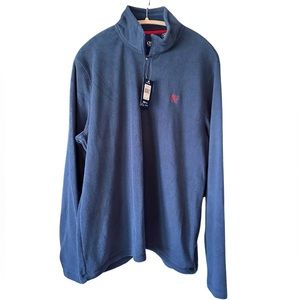 Chaps 100% Polyester Fleece Half Sweater Mens XL Navy Blue New with tag